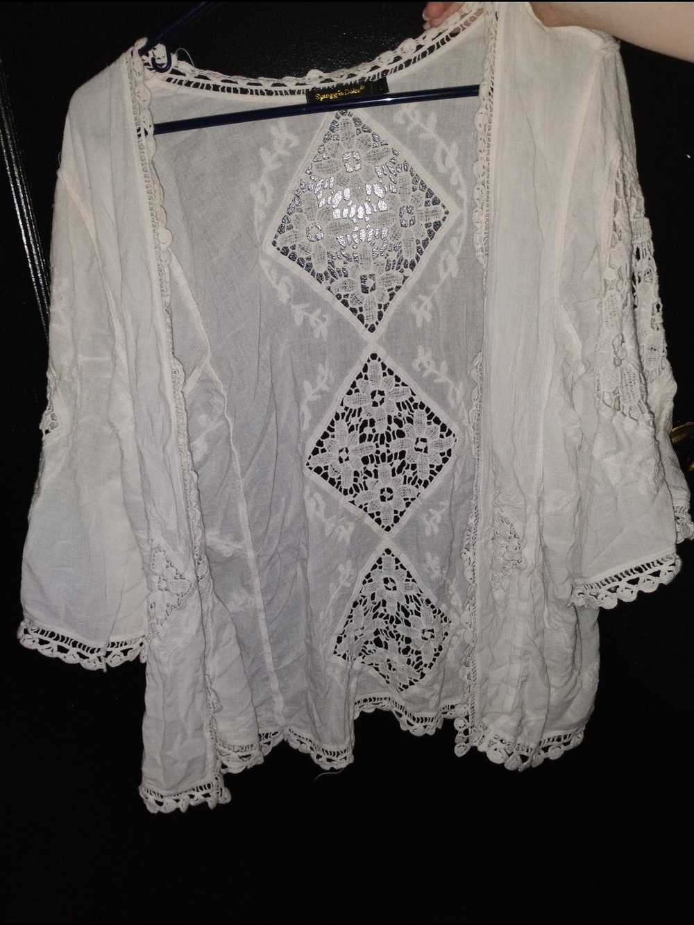 Spaggia Dolce White Crochet Lace Kimono Cardigan